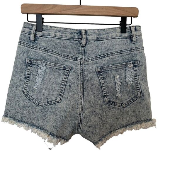 ChiQle Studded Cat Denim Cut Off Short Shorts size L - Picture 2 of 7
